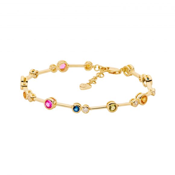 Ellani Gold Multi-Colour Bezel Set Bracelet