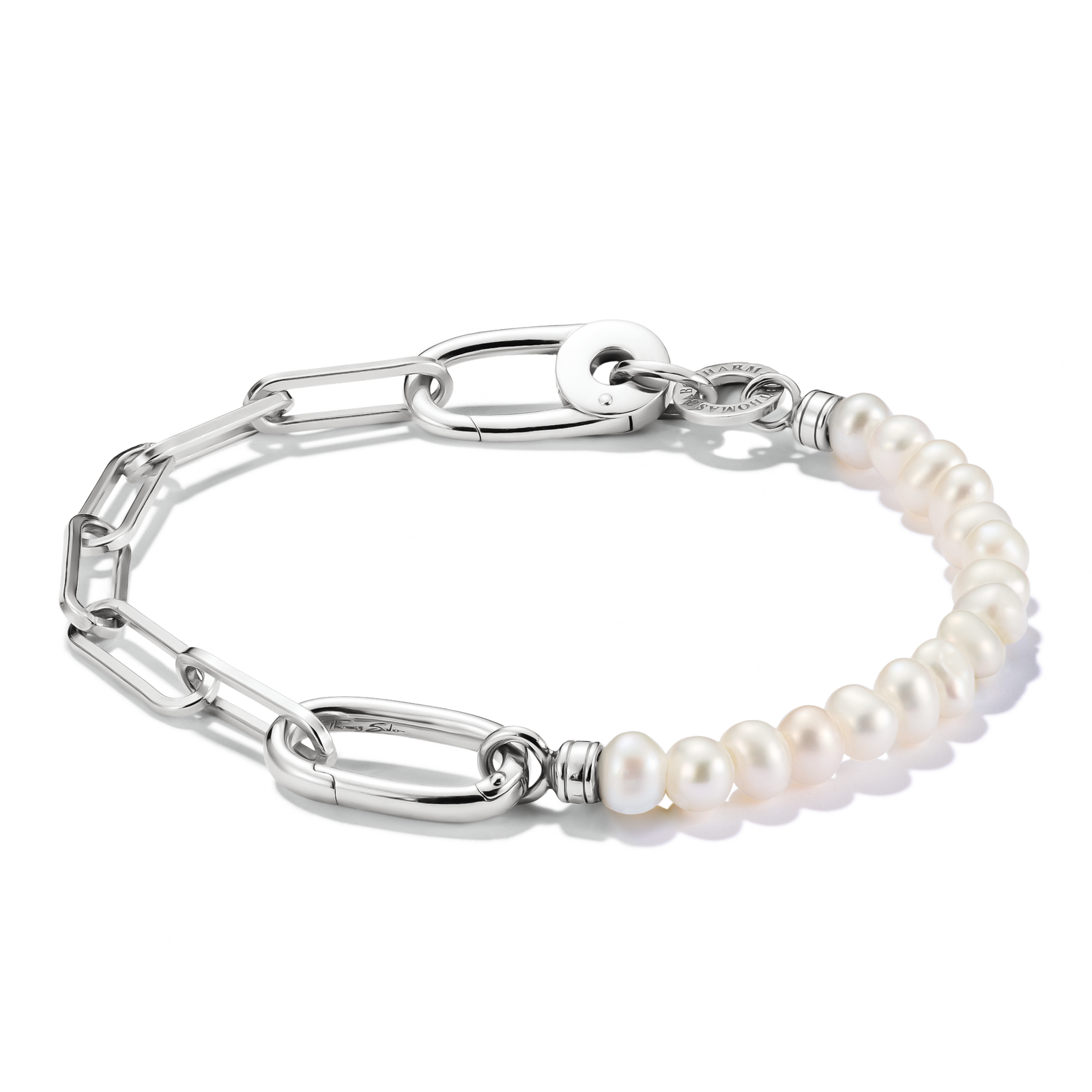 THOMAS SABO Connect Charm Bracelet Paperclip with Pearls Silver - B & S Lyncris Jewellers