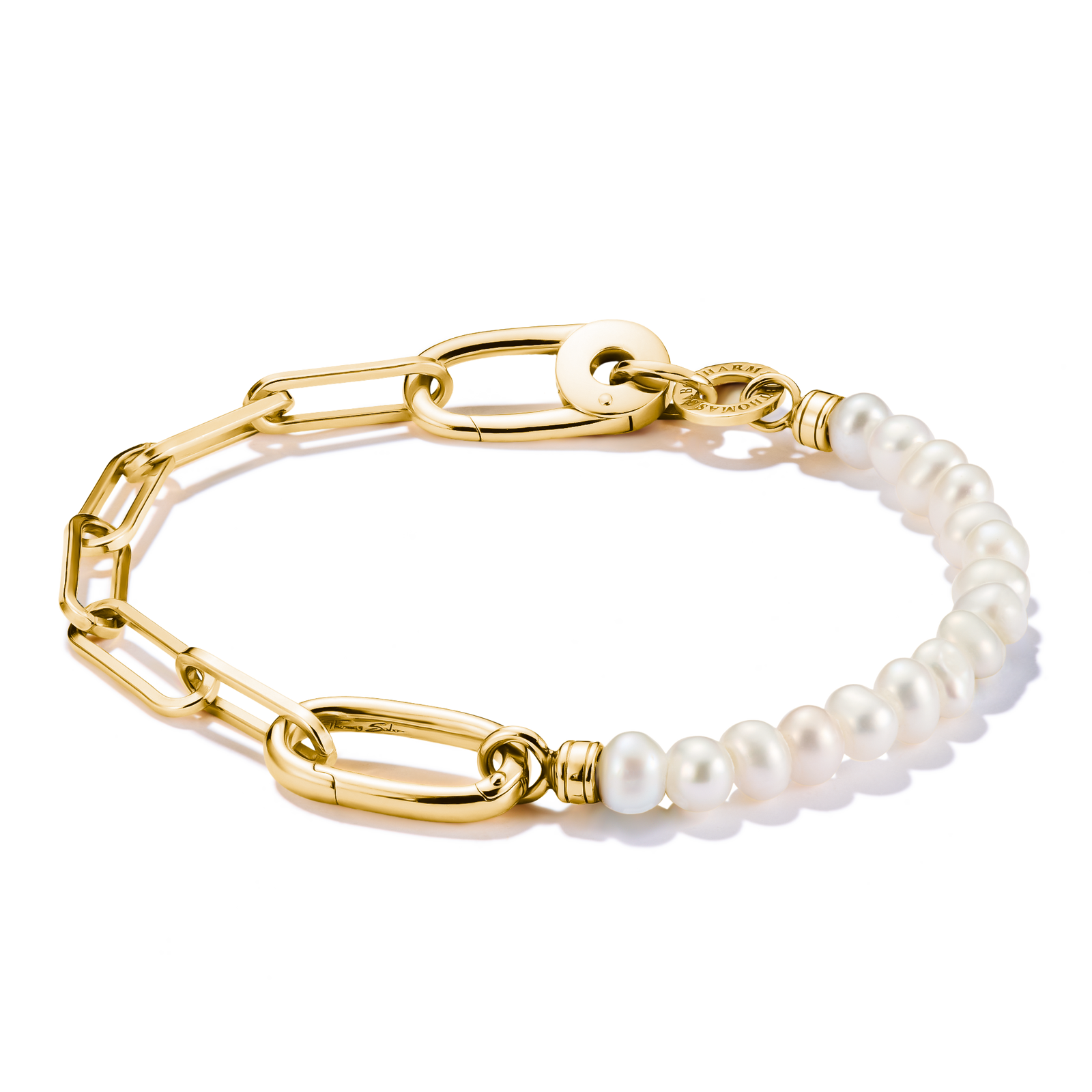 THOMAS SABO Connect Charm Bracelet Paperclip with Pearls Gold - B & S Lyncris Jewellers