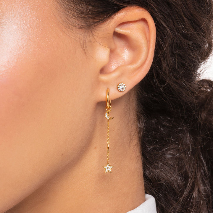 THOMAS SABO Single hoop earring with moon pendant gold