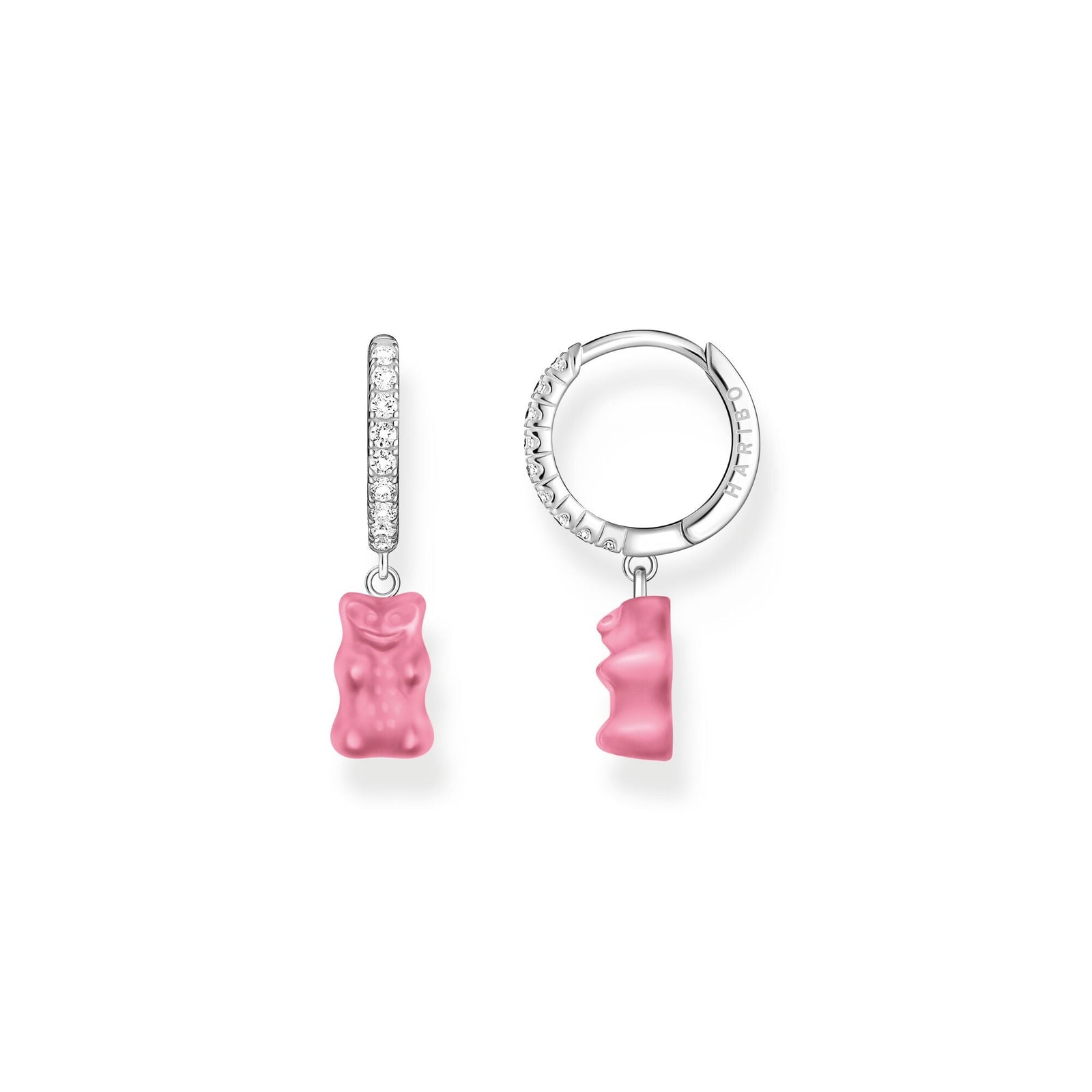 THOMAS SABO Single hoop earring with pink Goldbears pendant & zirconia - B & S Lyncris Jewellers