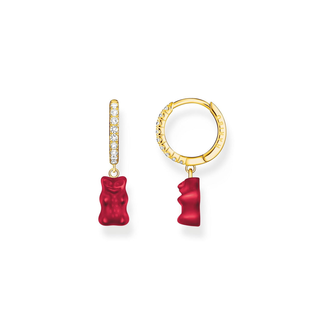 THOMAS SABO Single hoop earring with red goldbears &amp; zirconia - B &amp; S Lyncris Jewellers