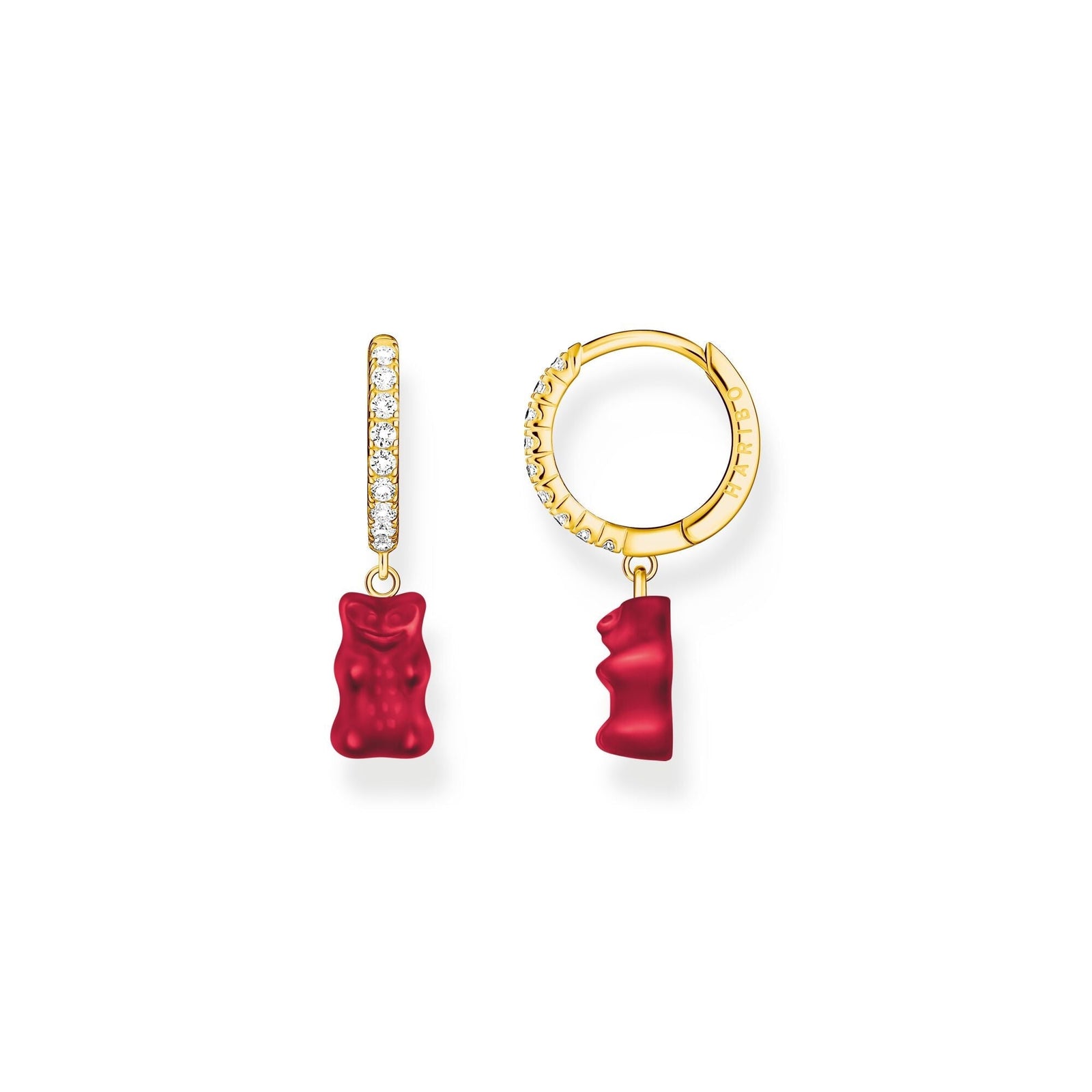 THOMAS SABO Single hoop earring with red goldbears & zirconia - B & S Lyncris Jewellers