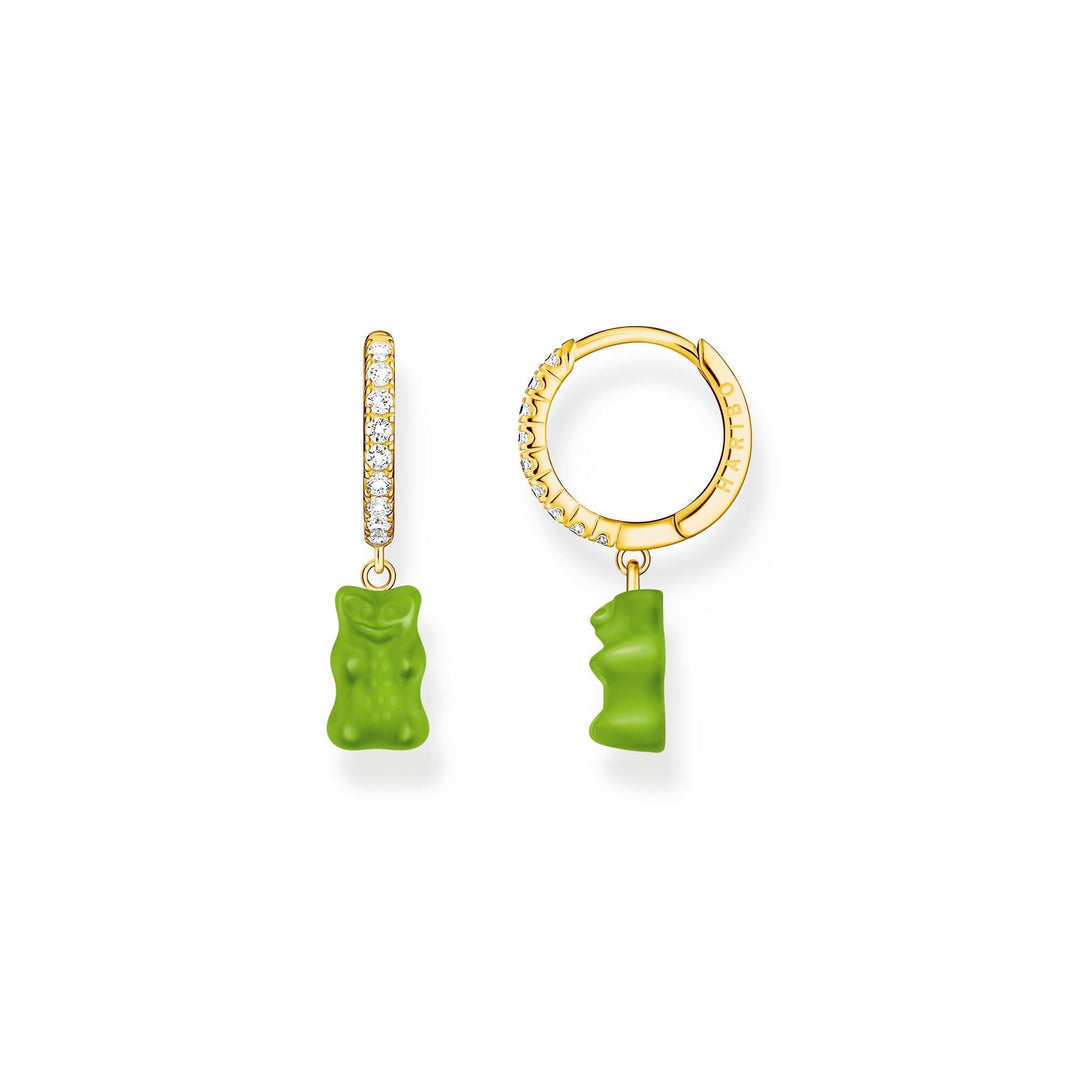 THOMAS SABO Single hoop earring with green goldbears &amp; zirconia - B &amp; S Lyncris Jewellers