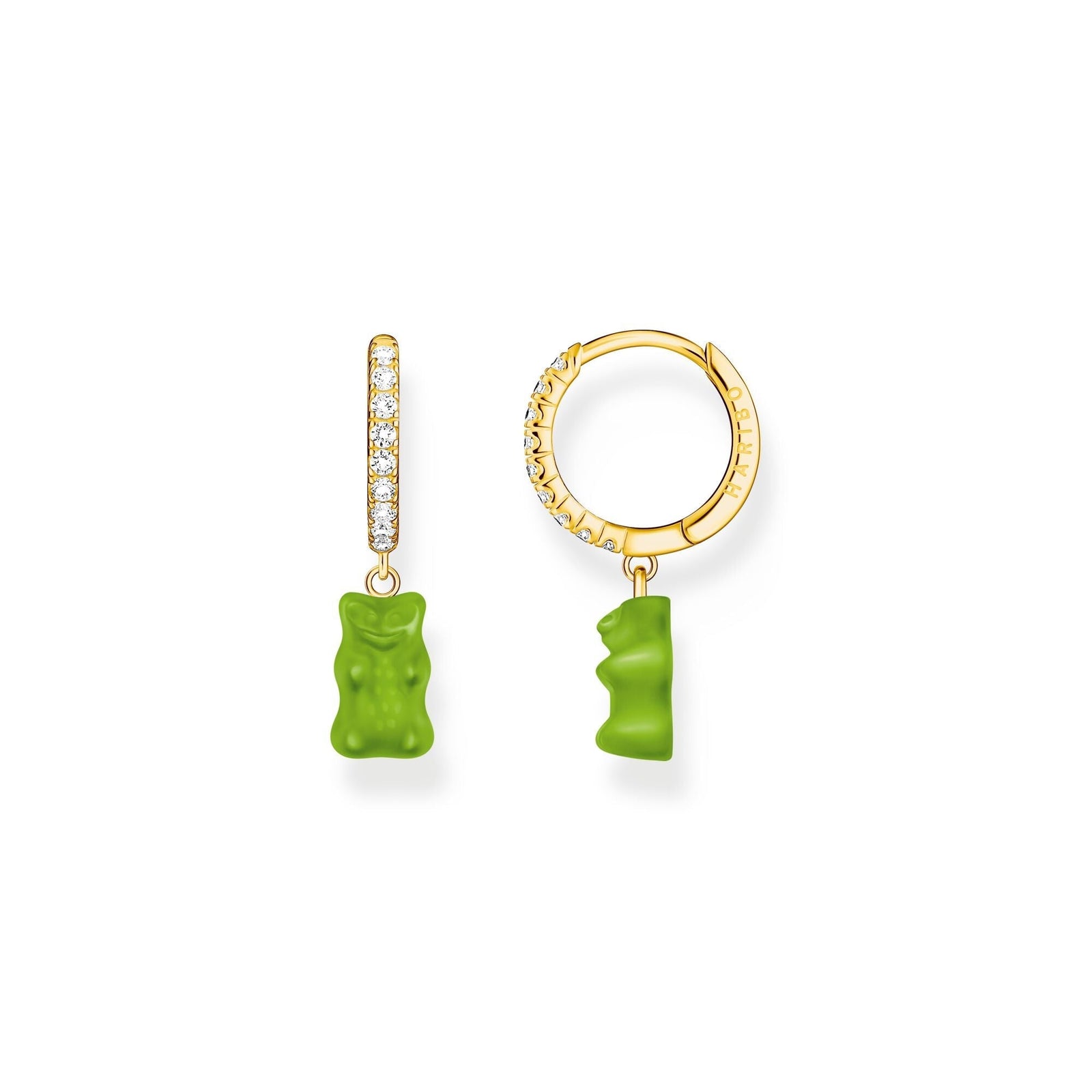 THOMAS SABO Single hoop earring with green goldbears & zirconia - B & S Lyncris Jewellers
