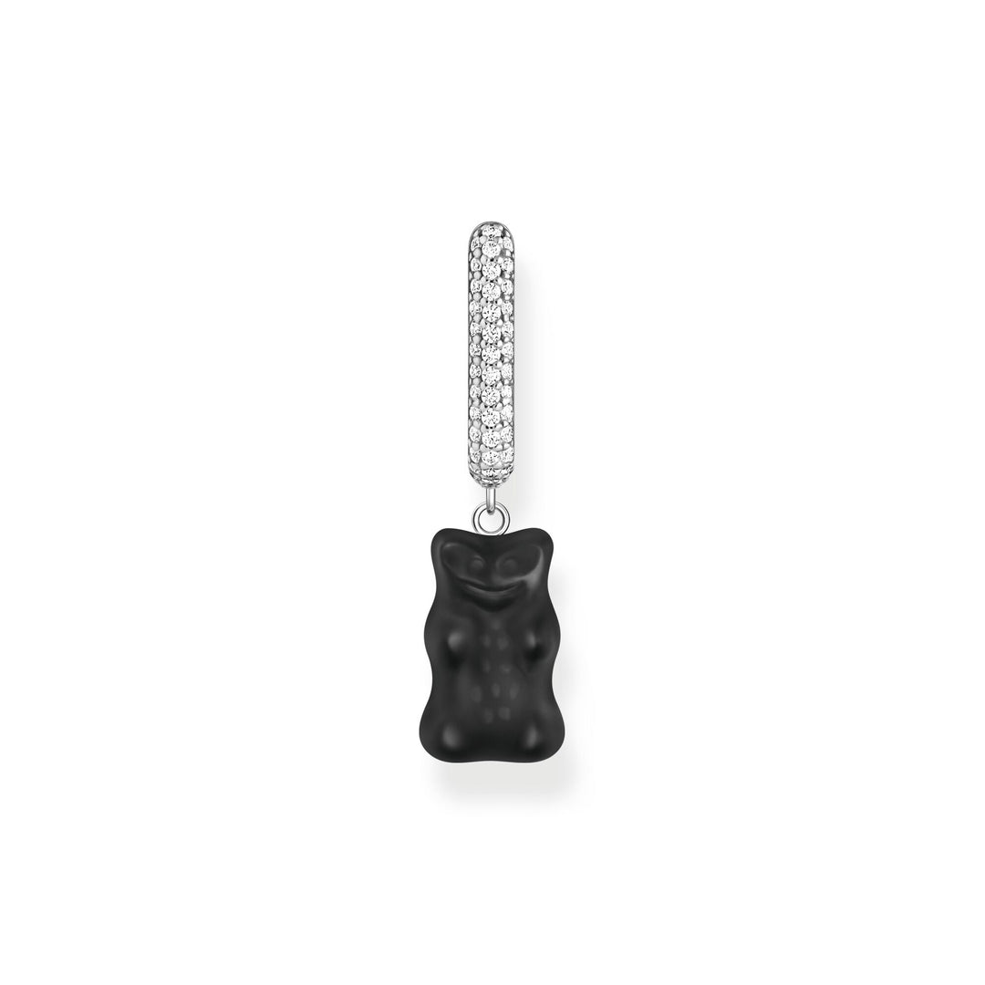 THOMAS SABO Single hoop earring medium sized with black goldbear - B &amp; S Lyncris Jewellers