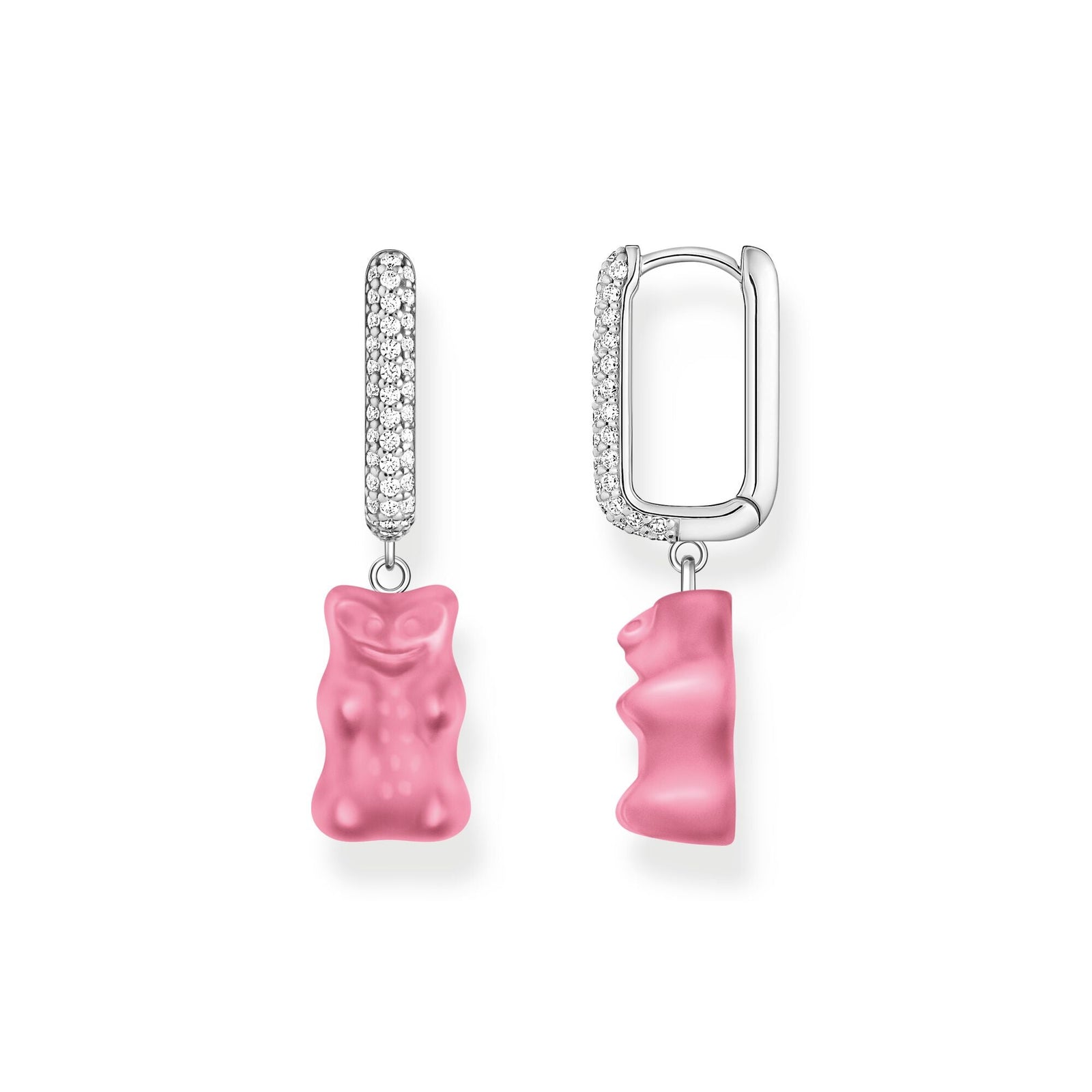 THOMAS SABO Single hoop earring medium sized with pink Goldbears - B & S Lyncris Jewellers
