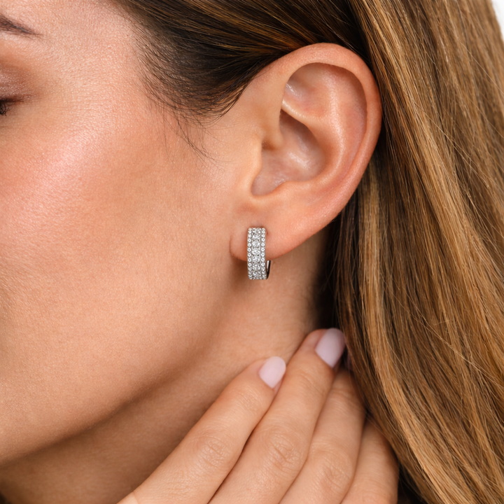 Sterling Silver CZ Huggie Hoop Earrings