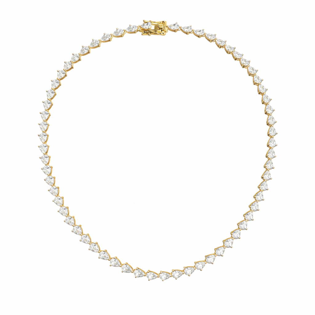 Gold Plated Pear-Shaped CZ Tennis Necklace