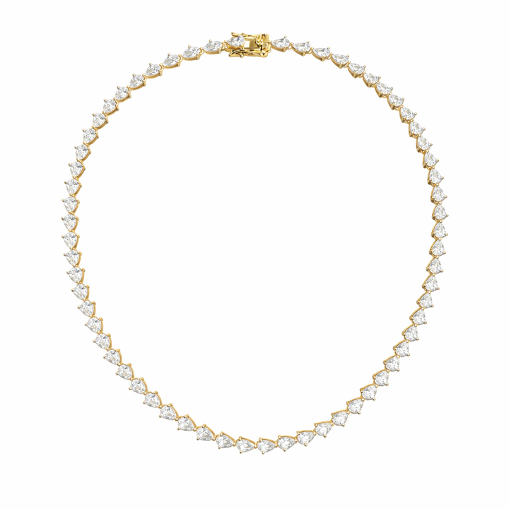 Gold Plated Pear-Shaped CZ Tennis Necklace