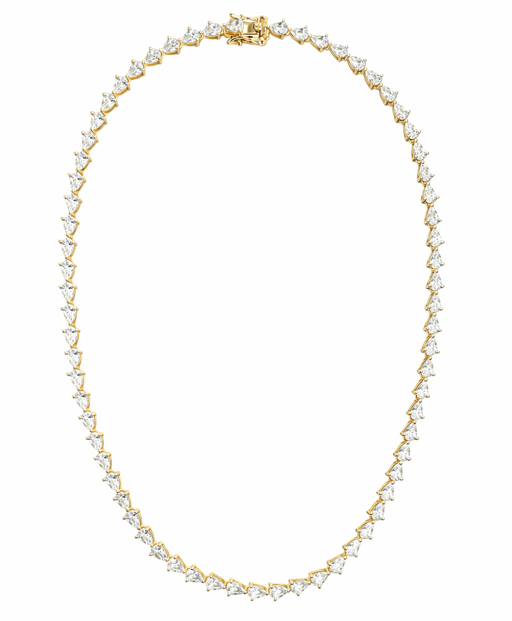 Gold Plated Pear-Shaped CZ Tennis Necklace