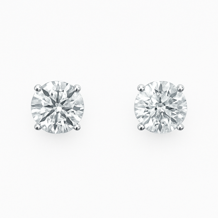 Platinum 4-claw Diamond Stud Earrings