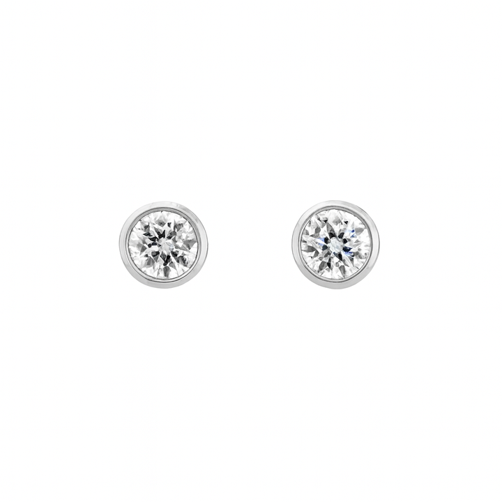 9ct White Gold Bezel Set Diamond Stud Earrings