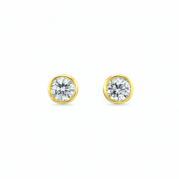 9ct Yellow Gold Bezel Set Diamond Stud Earrings