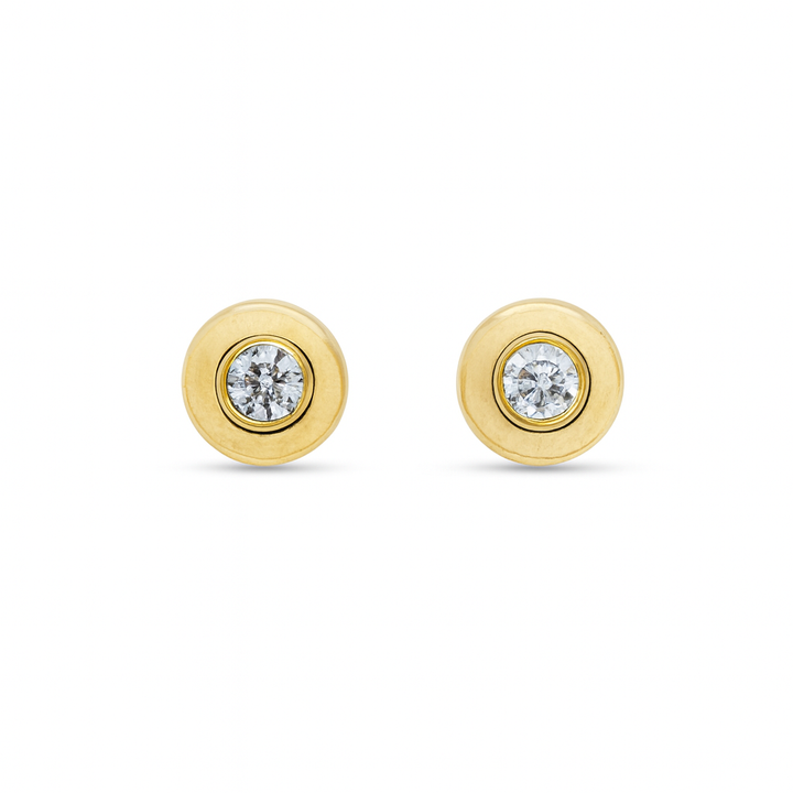 9ct Yellow Gold Bezel Set Diamond Stud Earrings