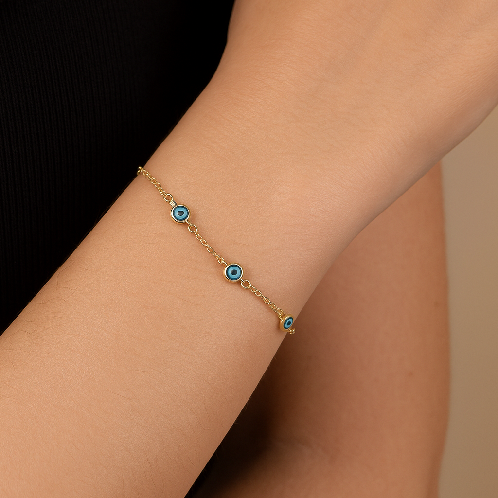 9k Yellow Gold Evil Eye Nazar Bracelet