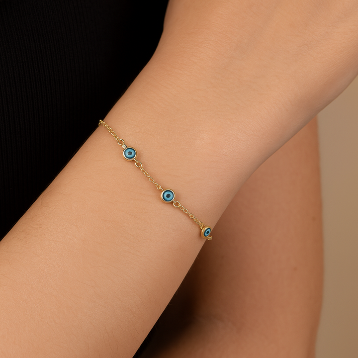 9k Yellow Gold Evil Eye Nazar Bracelet