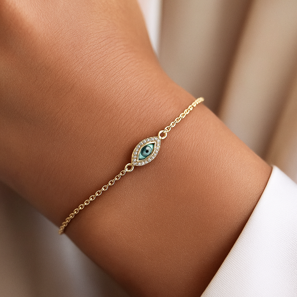 9k Yellow Gold Evil Eye Nazar Bracelet
