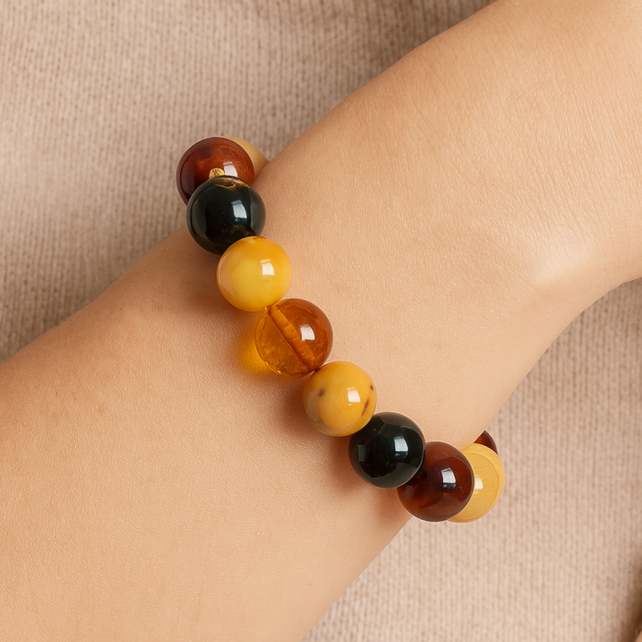 Baltic Amber Multi-Colour Stretch Bracelet