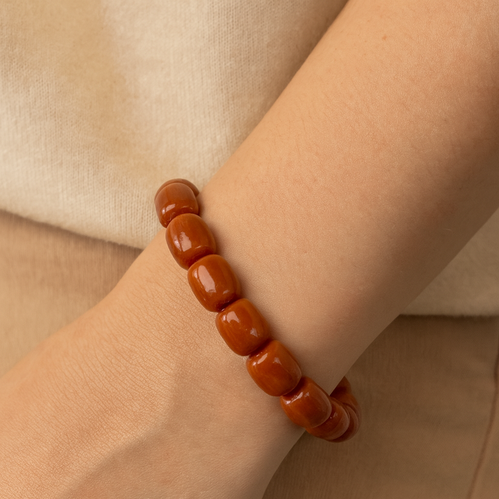 Baltic Amber Tan Beaded Stretch Bracelet