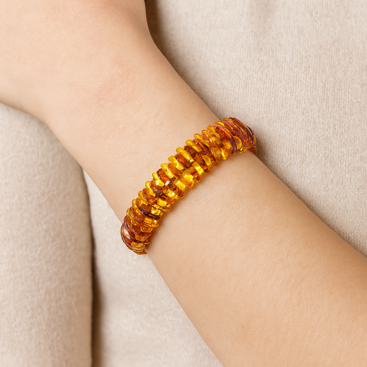 Baltic Amber Fancy Graduated Stretch Bracelet
