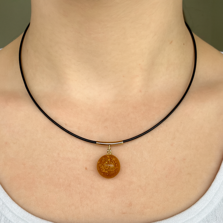 Baltic Amber On Black Cord Necklace
