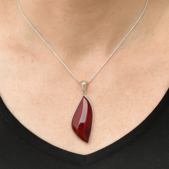 Sterling Silver Baltic Amber Drop Pendant