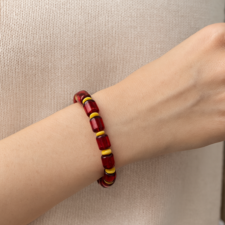 Baltic Amber Red & Yellow Infused Stretch Bracelet