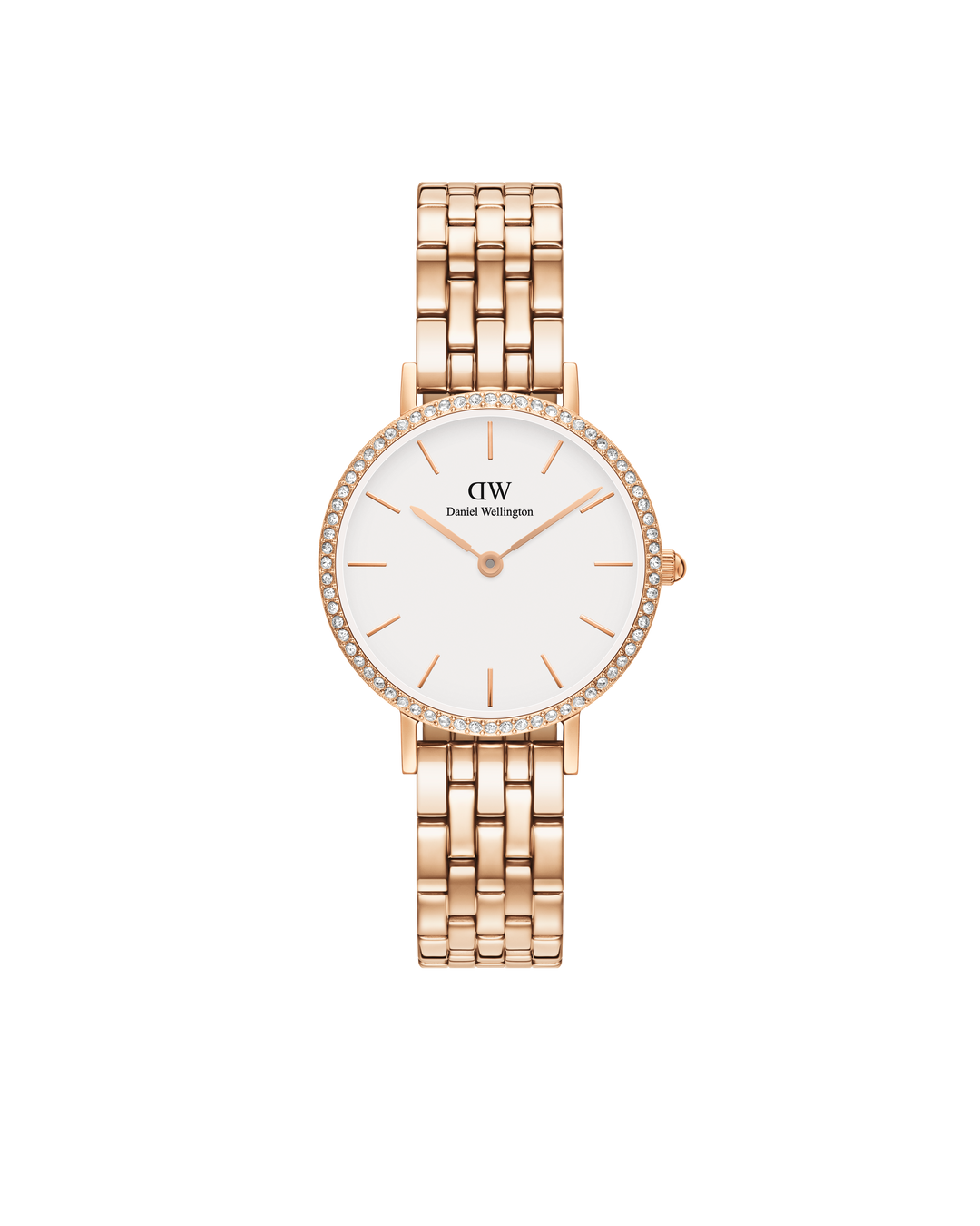 Daniel Wellington Petite 28 Bezel 5-Link White &amp; Rose Gold Watch