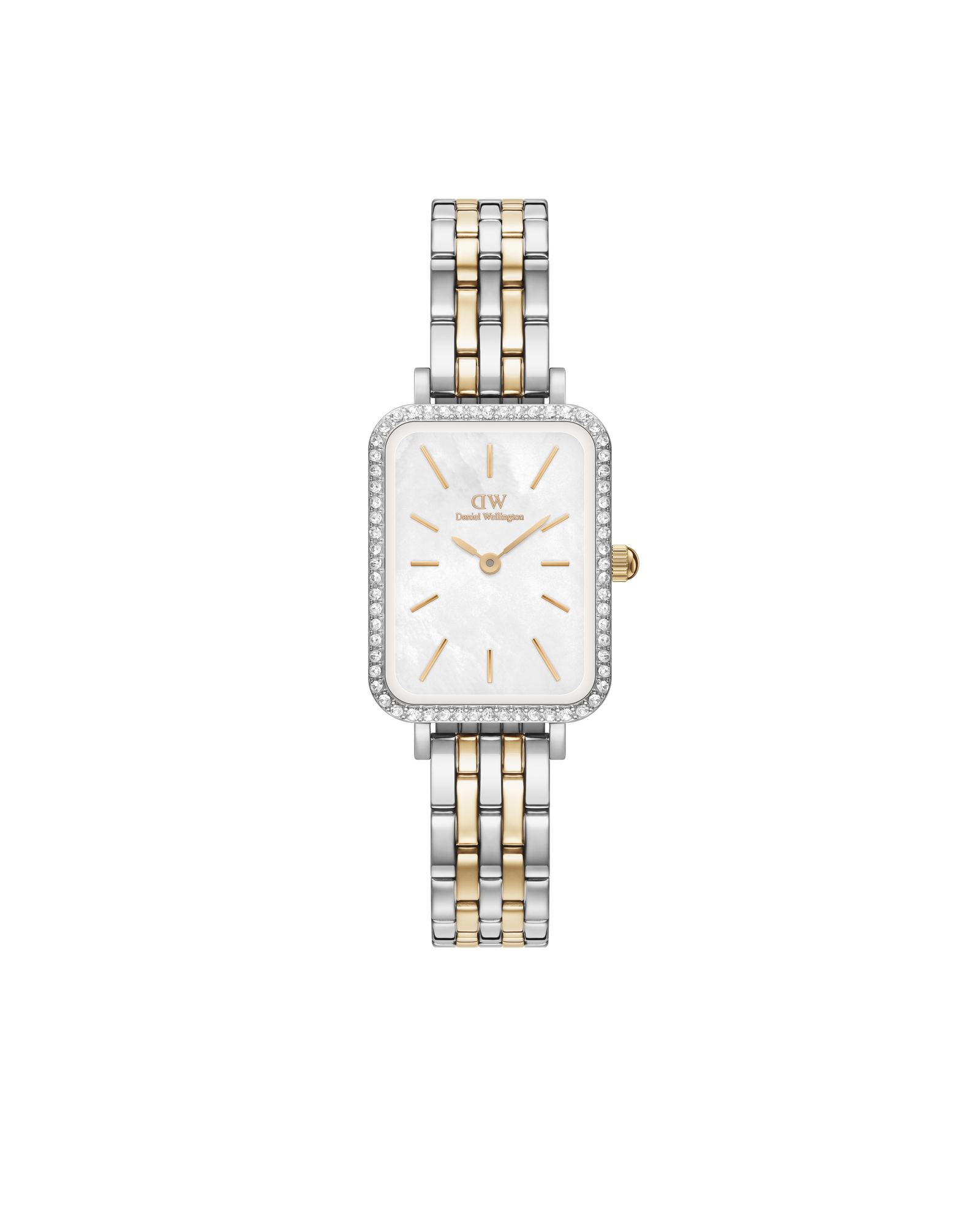 Daniel Wellington Quadro 20x26 Bezel 5-Link White Mother of Pearl Two-Tone Gold & Silver Watch - B & S Lyncris Jewellers