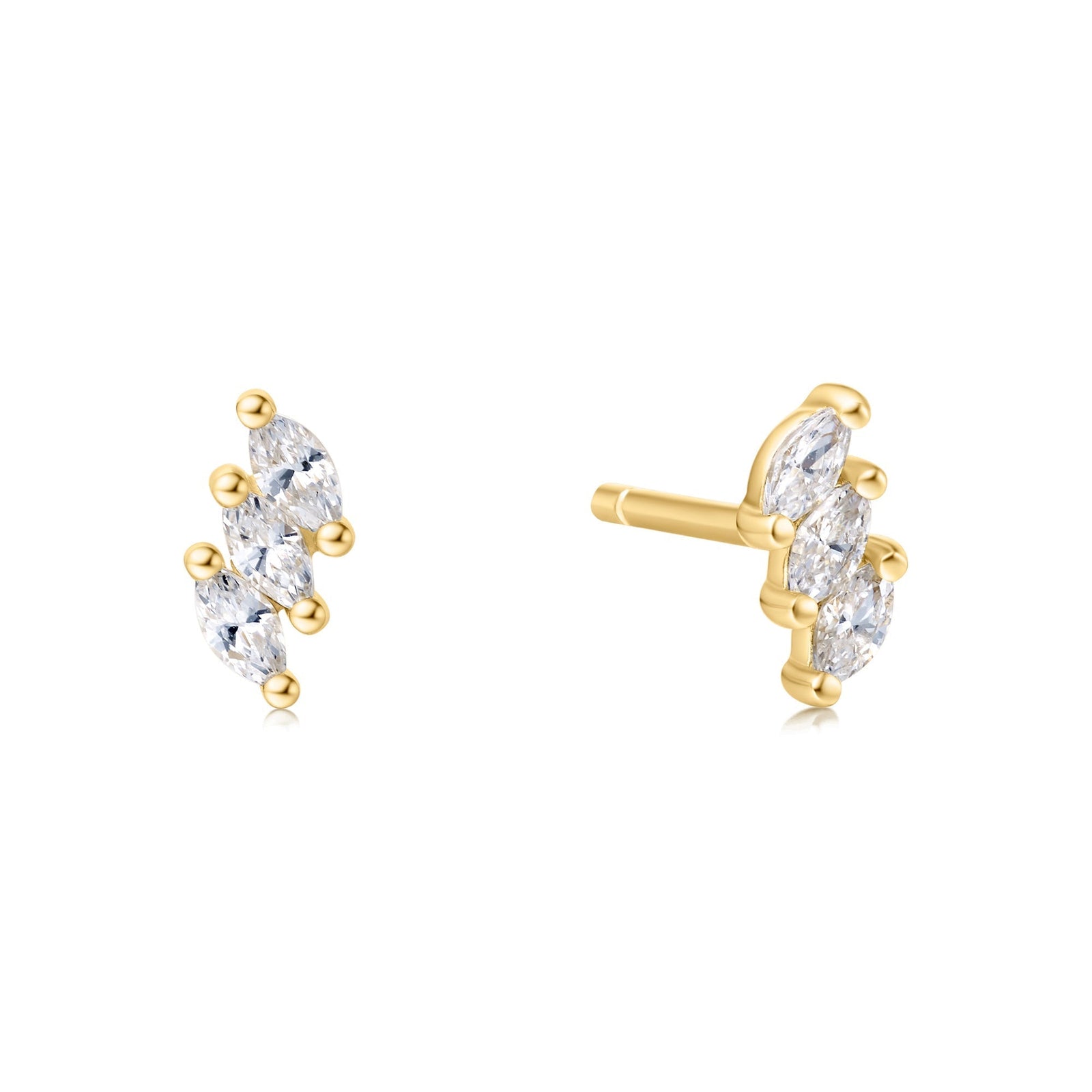Ania Haie Gold Triple Marquise Stud Earrings - B & S Lyncris Jewellers
