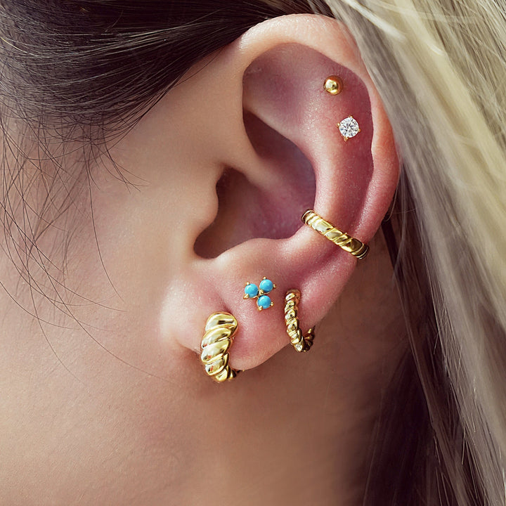 Ania Haie Gold Bold Texture Small Huggie Hoop Earrings