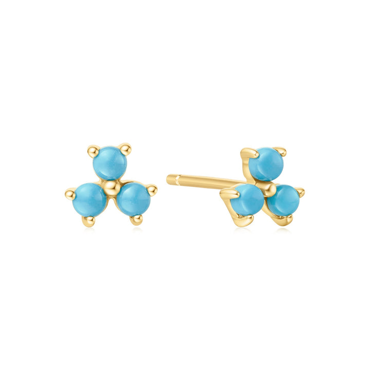 Ania Haie Gold Lab Created Turquoise Lotus Stud Earrings