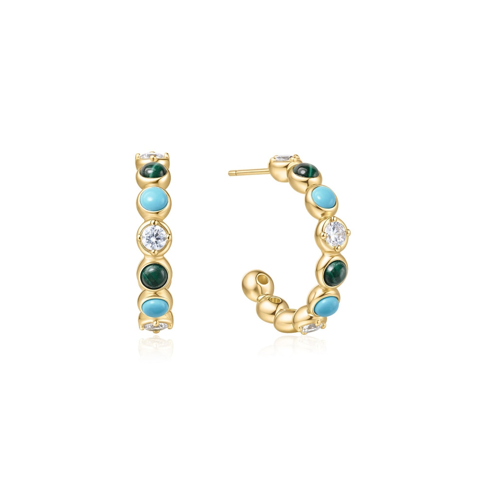 Ania Haie Gold Malachite and Turquoise Large Hoops - B & S Lyncris Jewellers