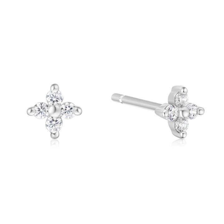 Ania Haie Silver Four-Petal Stud Earrings