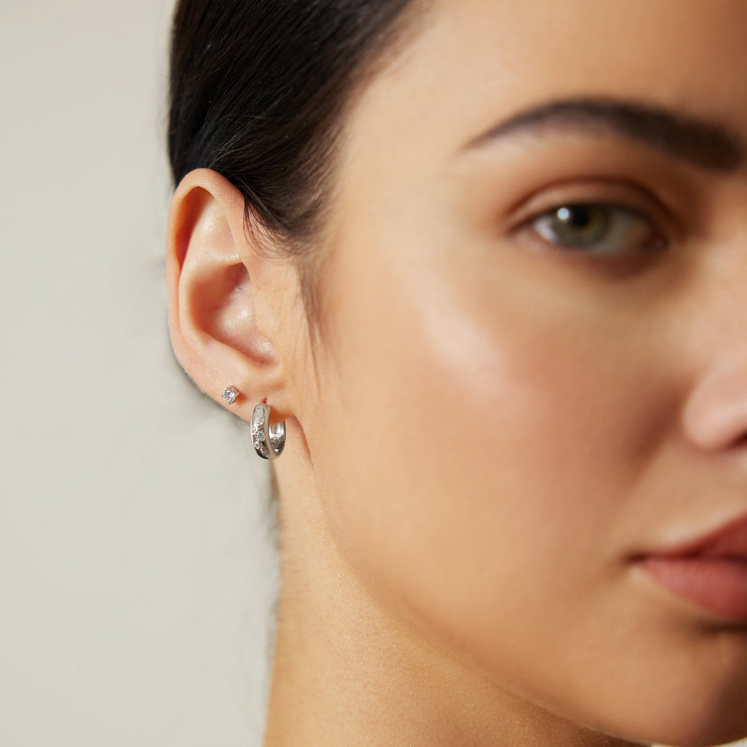 Ania Haie Silver Small Chubby Sparkling Huggie Hoop Earrings