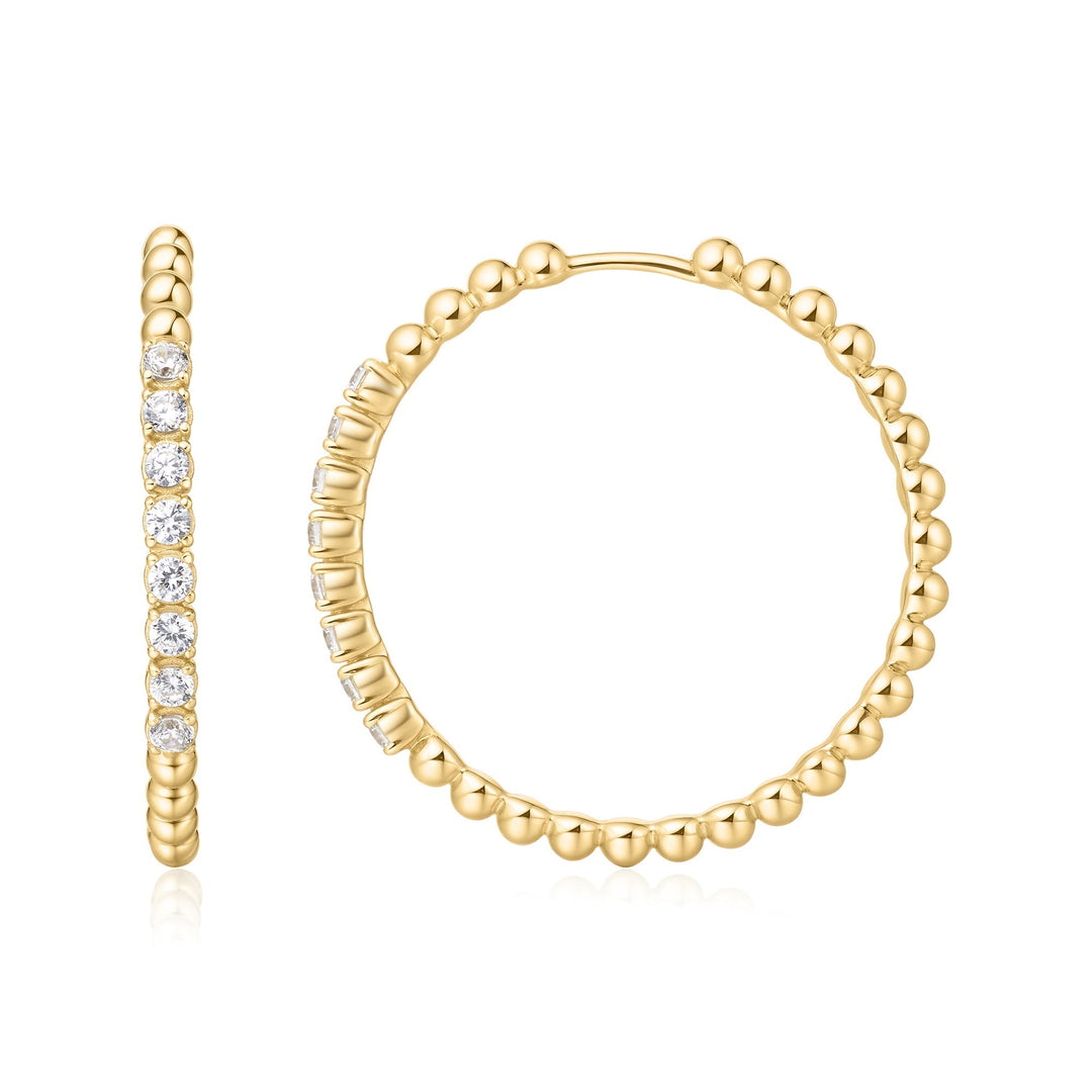 Ania Haie Gold Large Claw Sphere Beaded Hoop Earrings