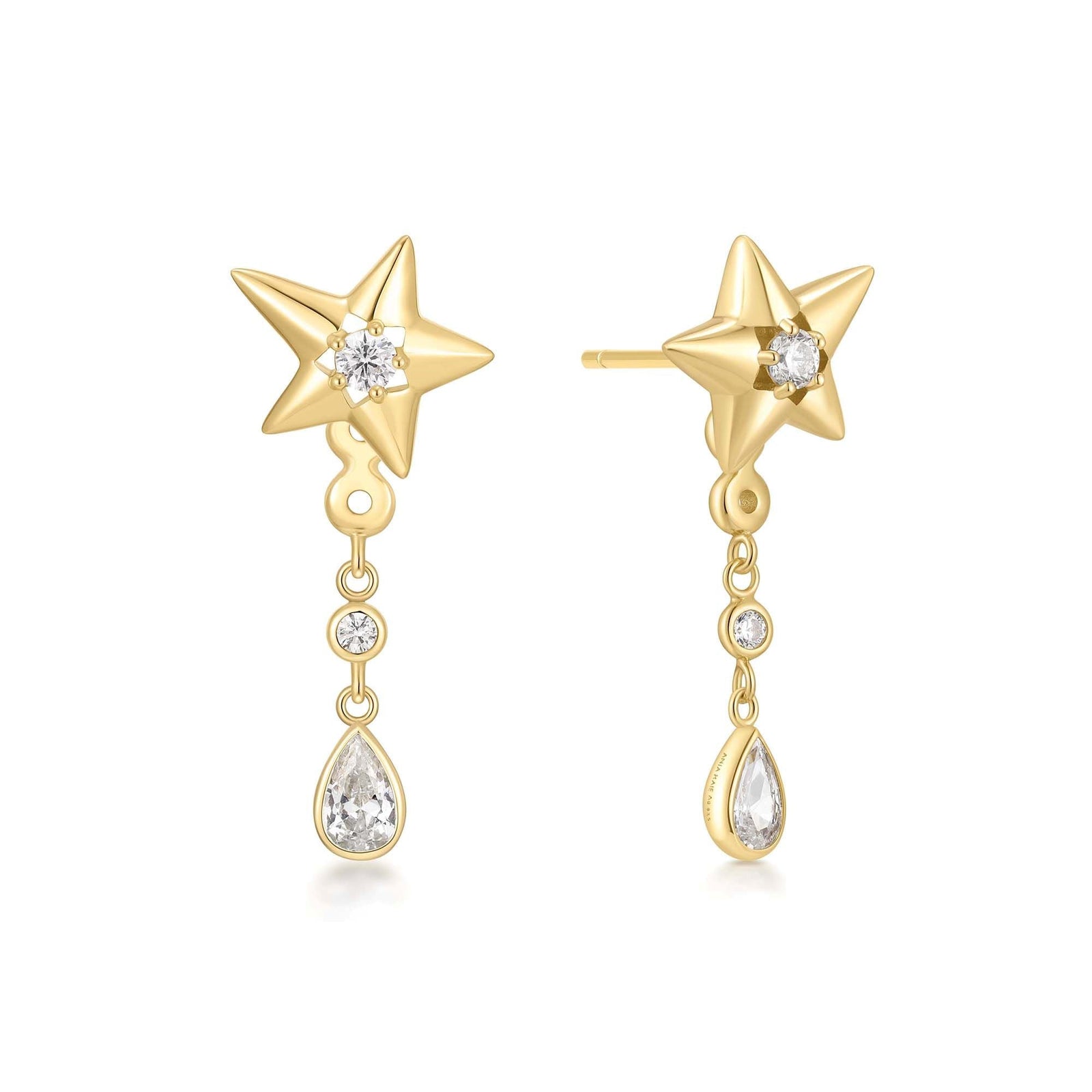 Gold Sparkling Star Drop Stud Earrings - B & S Lyncris Jewellers