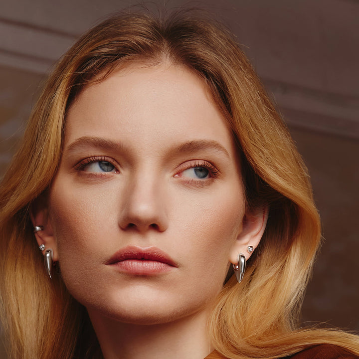 Ania Haie Silver Tiger Eye Huggie Hoop Earrings