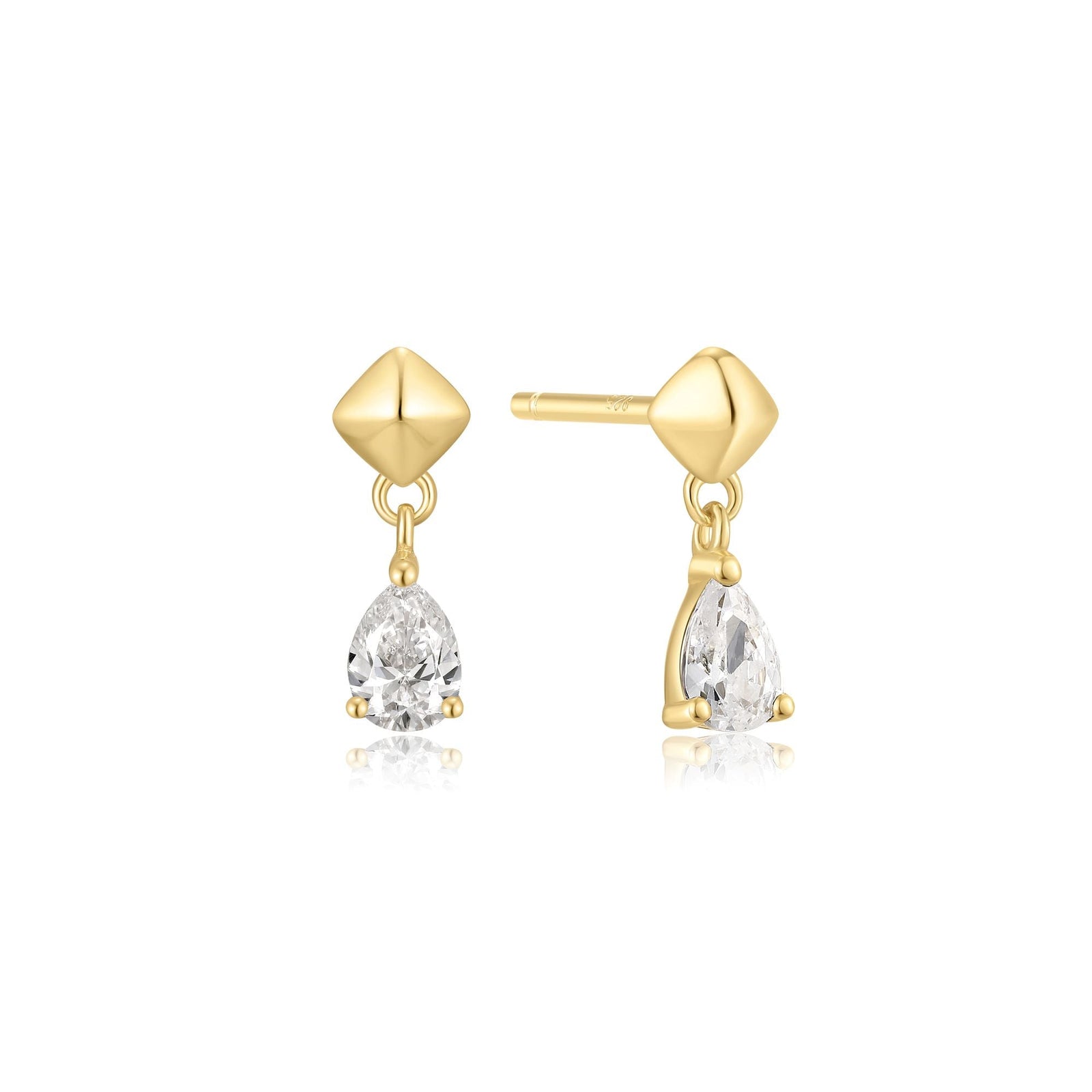 Ania Haie Gold Pyramid Dangle Threaded Stud Earrings - B & S Lyncris Jewellers