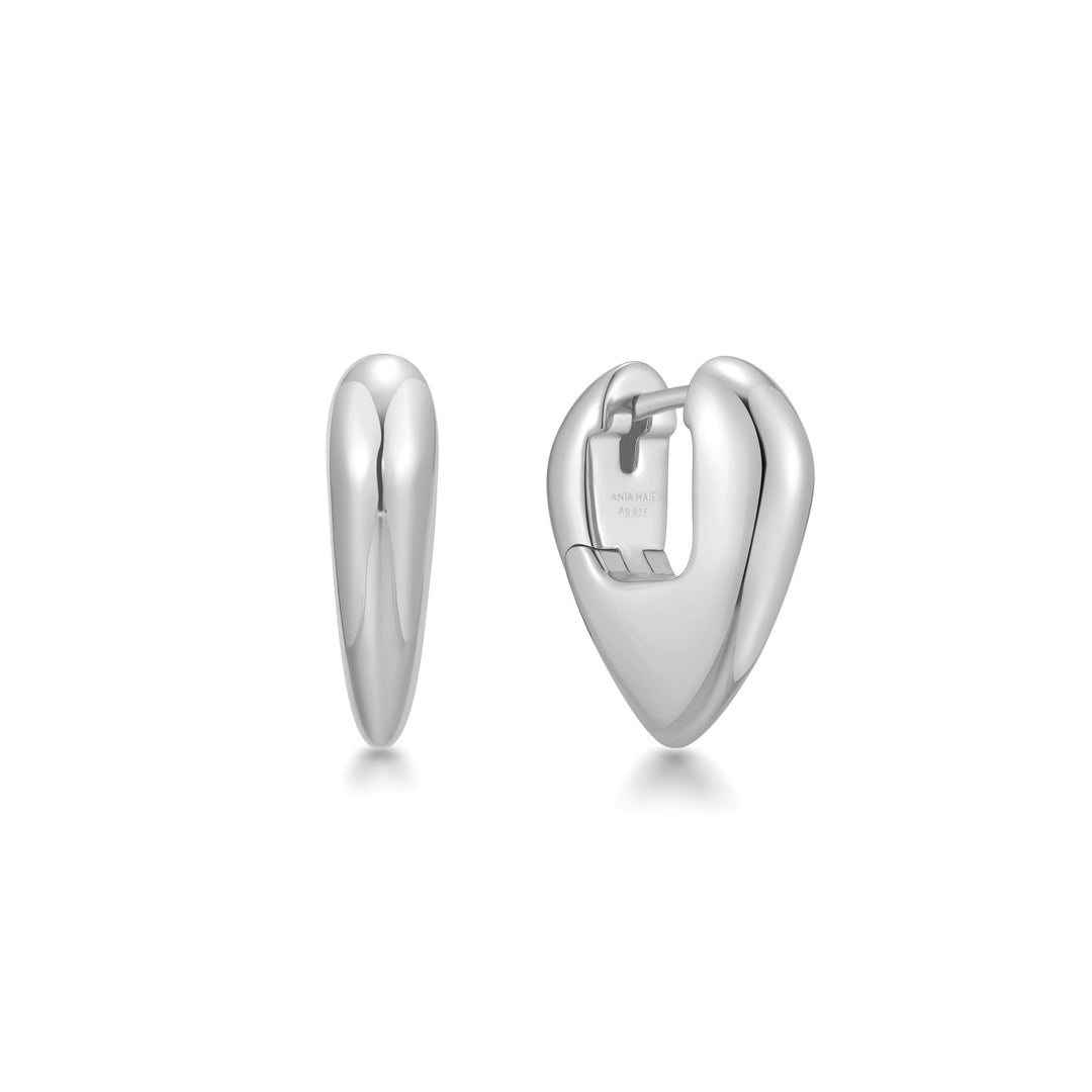 Ania Haie Silver Puffy Shield Huggie Hoop Earrings
