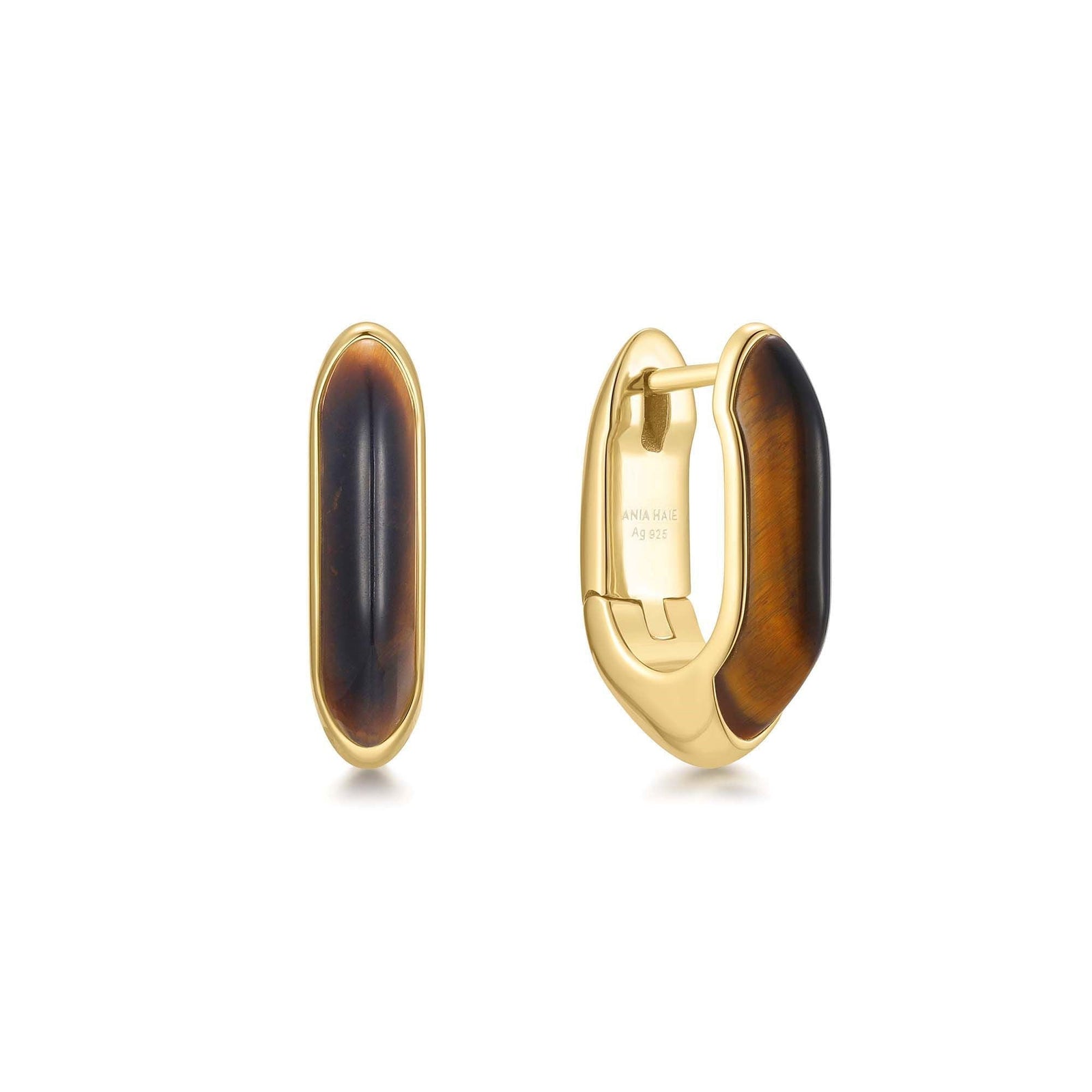 Ania Haie Gold Tiger Eye Huggie Hoop Earrings - B & S Lyncris Jewellers