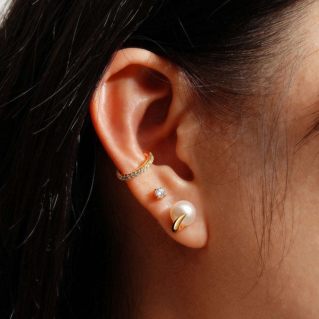 Ania Haie Gold Pearl Claw Stud Earrings