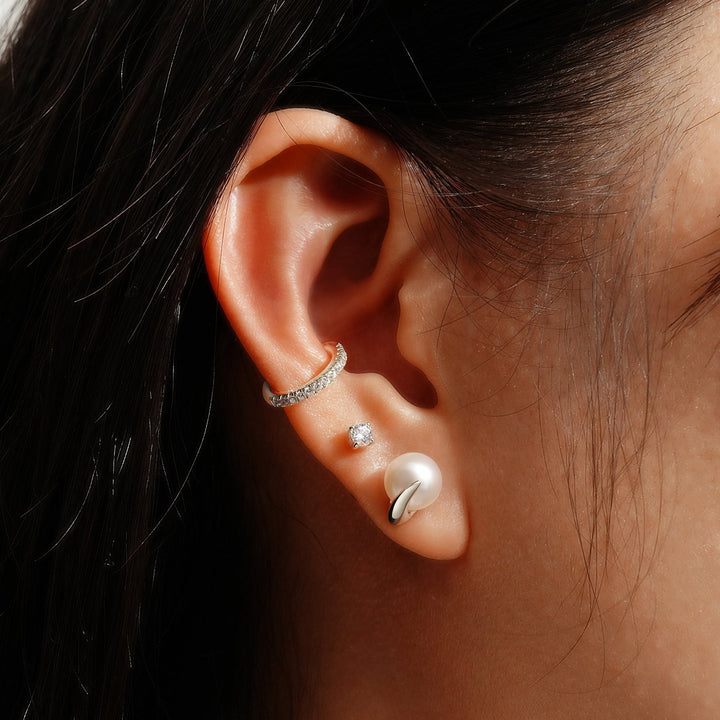 Ania Haie Silver Pearl Claw Stud Earrings