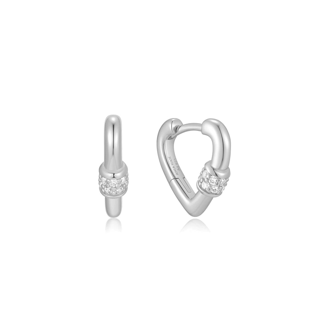 Ania Haie Silver Mini Heart Clasp Huggie Hoop Earrings