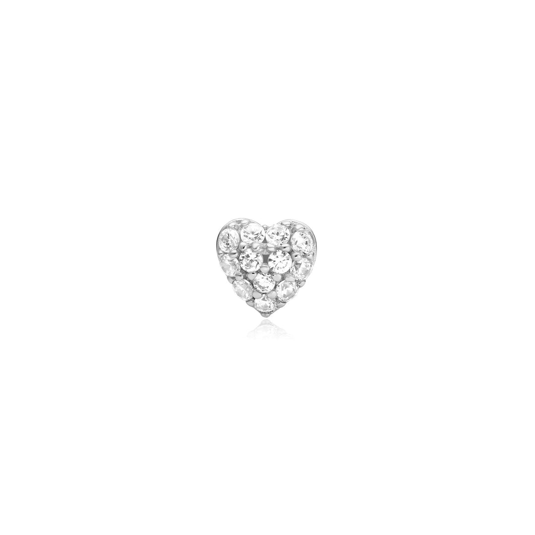 Ania Haie Silver Pave Heart Barbell Single Earring - B &amp; S Lyncris Jewellers