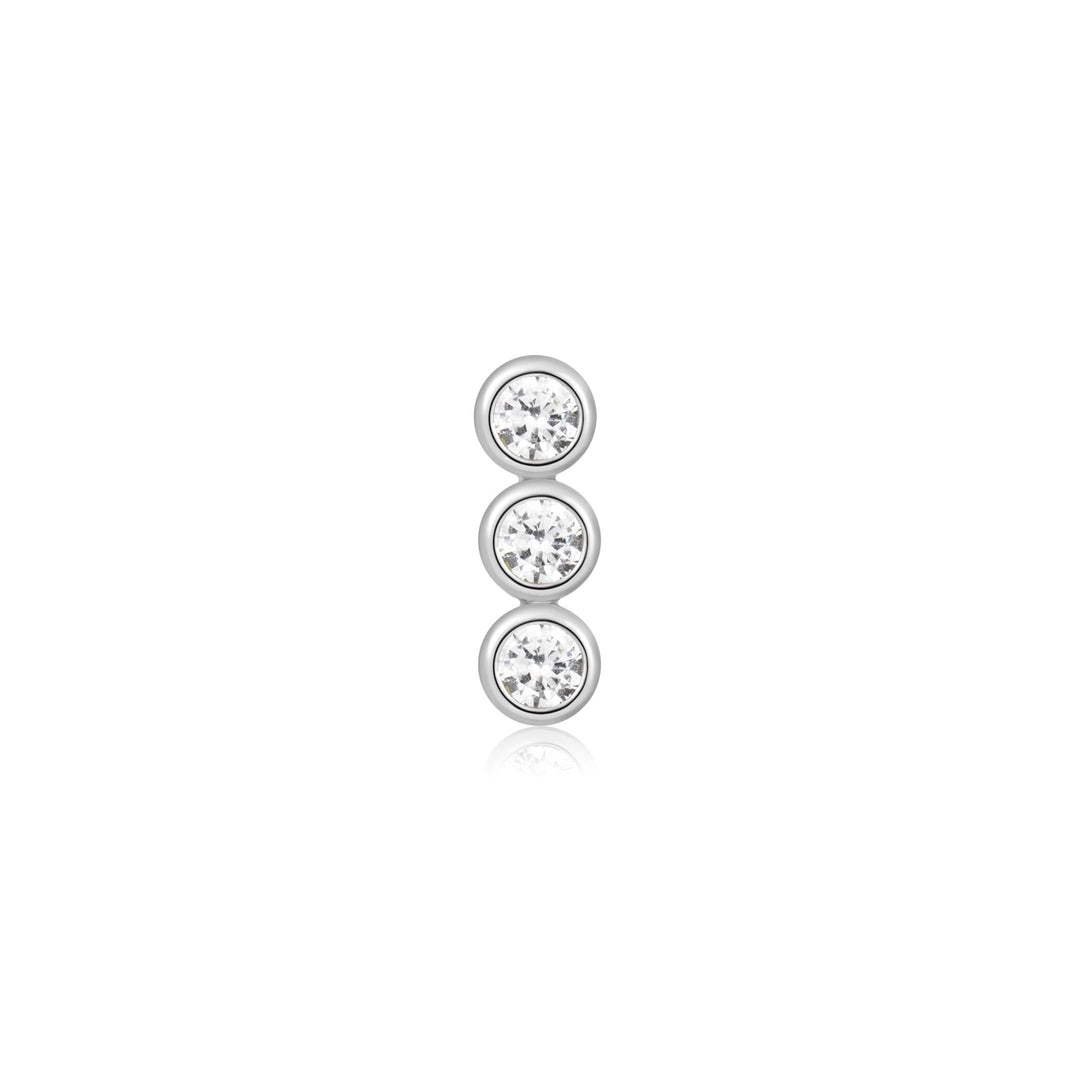 Ania Haie Silver Triple Stone Bezel Barbell Single Earring - B &amp; S Lyncris Jewellers