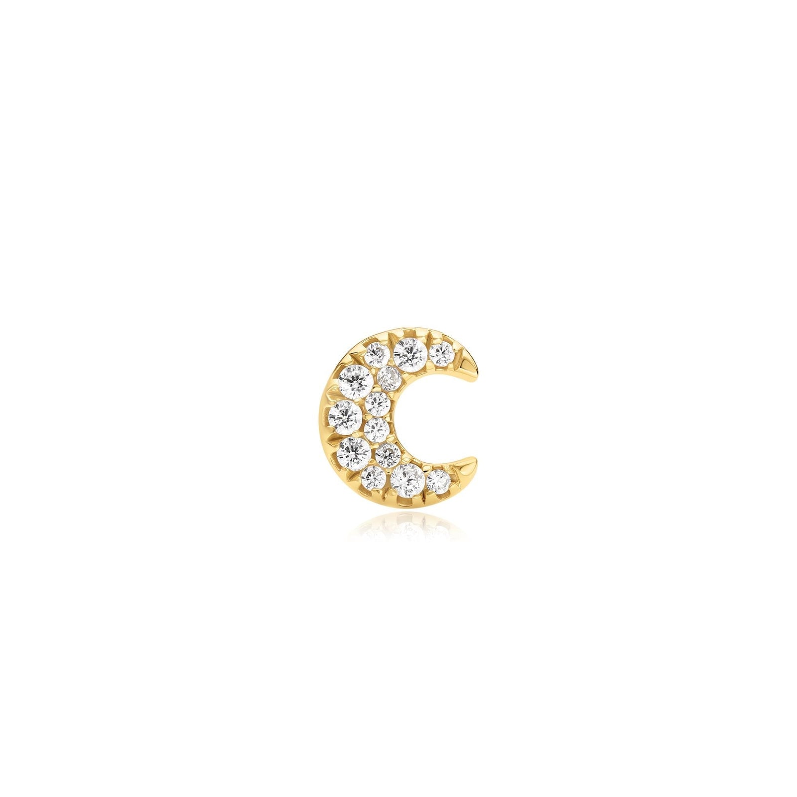 Ania Haie Gold Pave Crescent Moon Barbell Single Earring - B & S Lyncris Jewellers