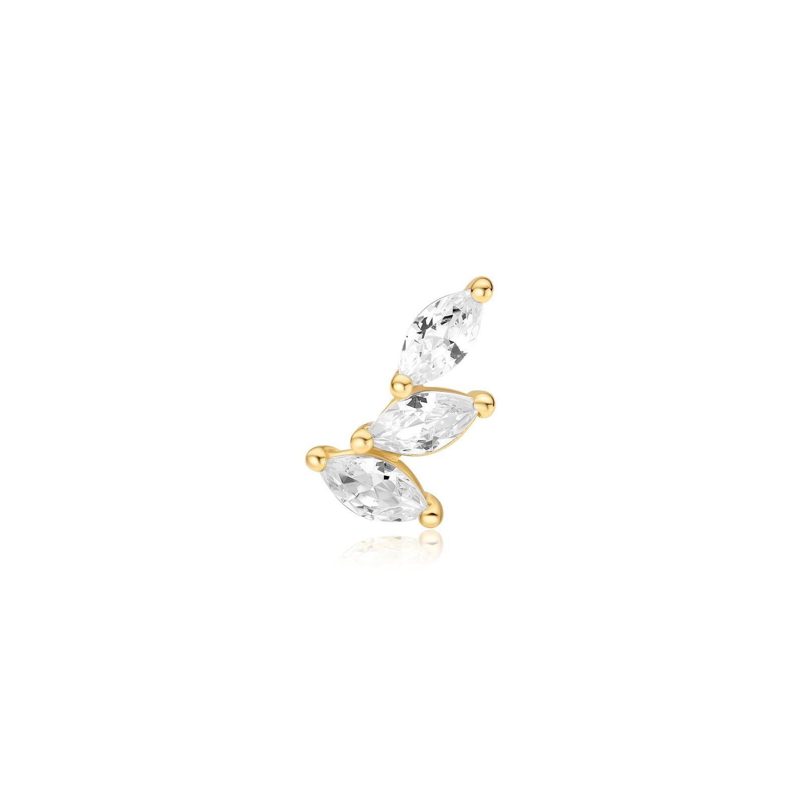 Ania Haie Gold Triple Marquise Barbell Single Earring - B & S Lyncris Jewellers