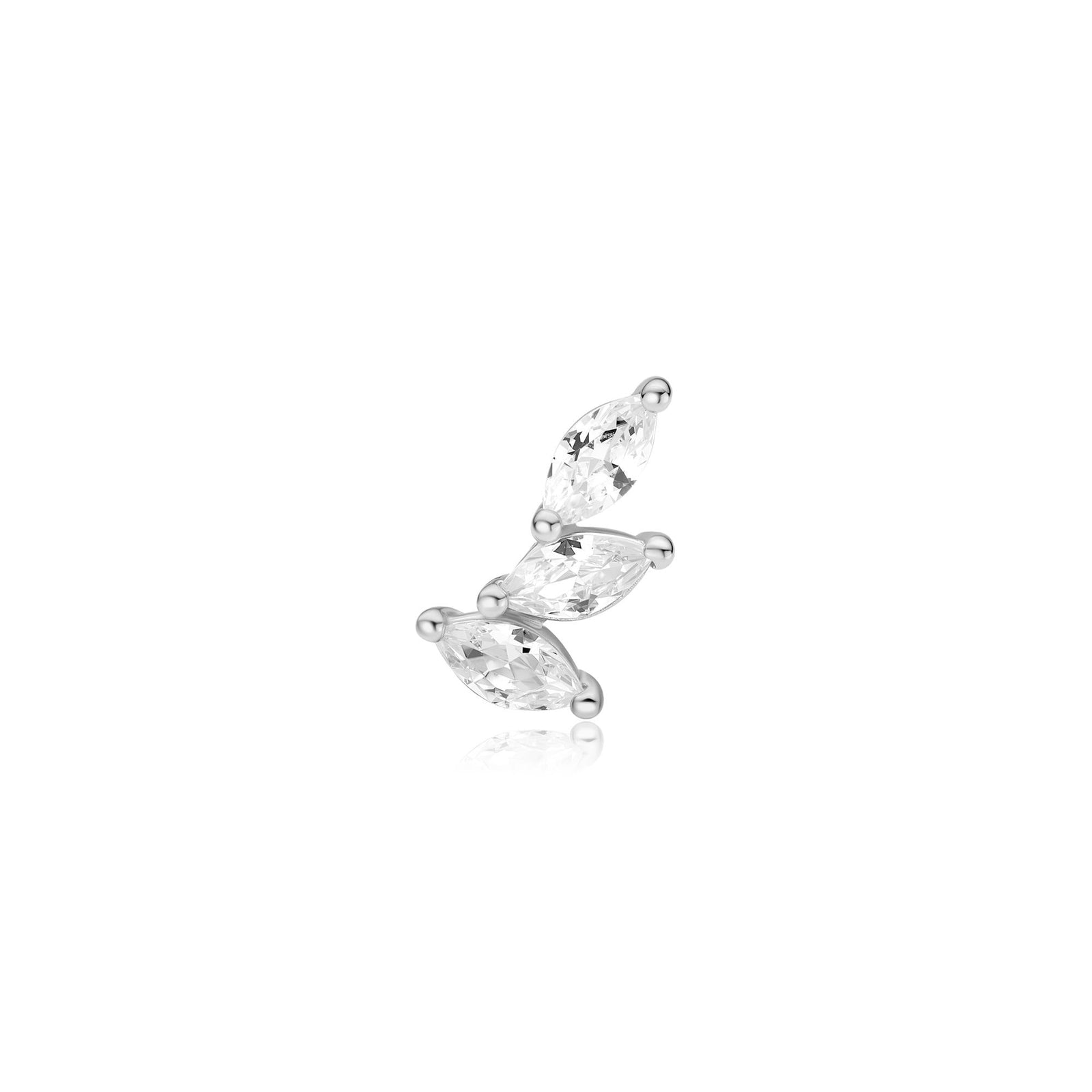 Ania Haie Silver Triple Marquise Barbell Single Earring - B & S Lyncris Jewellers